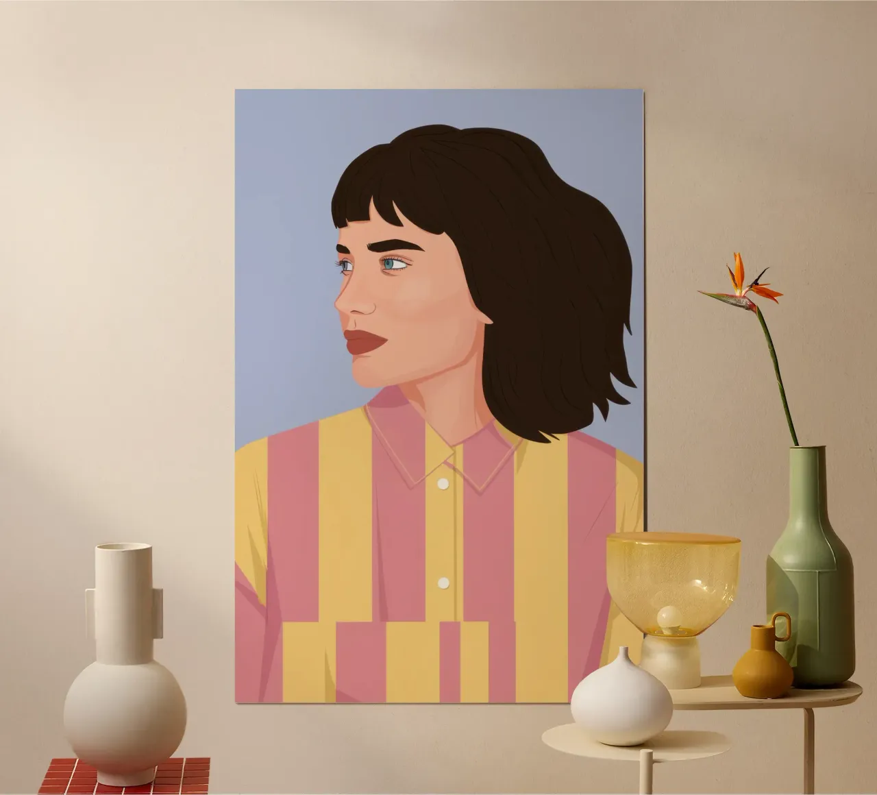 Camicia a righe poster con telaio in alluminio da Luna Aura