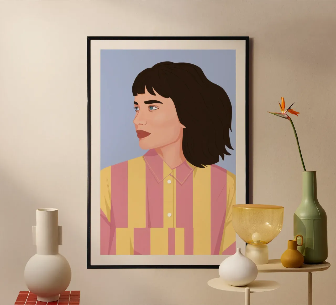 Camicia a righe poster con telaio in alluminio da Luna Aura