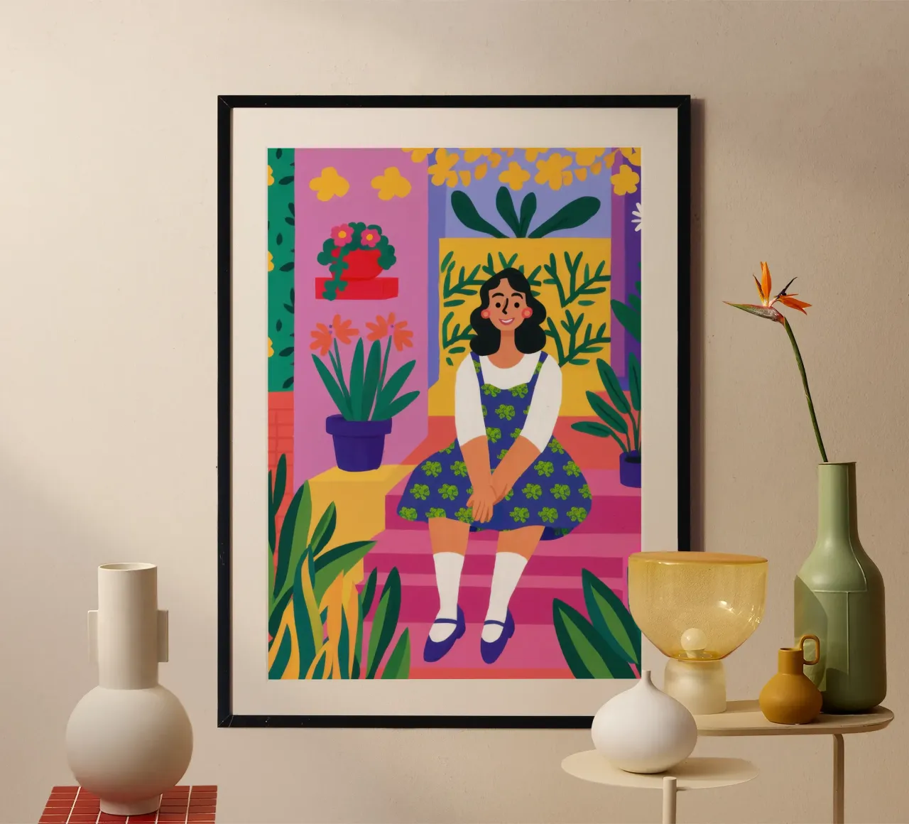 Donna in giardino colorato poster da Mark Solaria