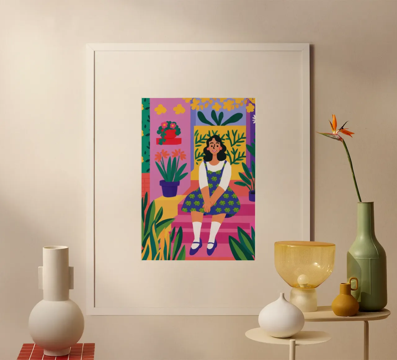 Donna in giardino colorato poster da Mark Solaria