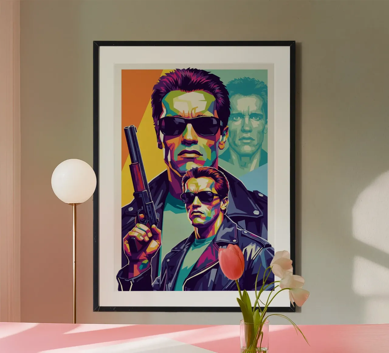Terminator - Arnold Schwarzenegger (1) poster con telaio in alluminio da Hantamrata