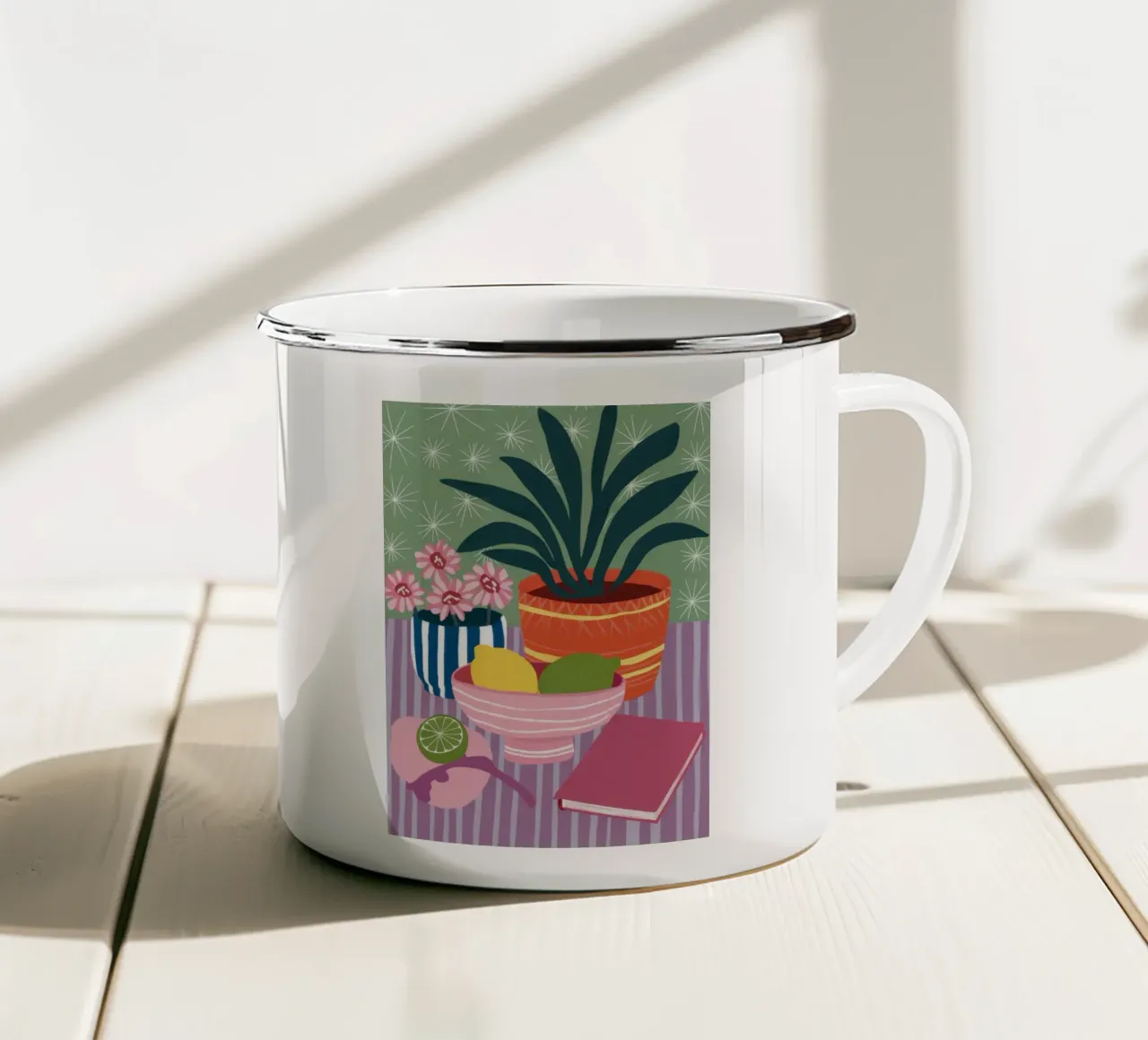 Libro dai fiori tazza in smalto da Mark Solaria
