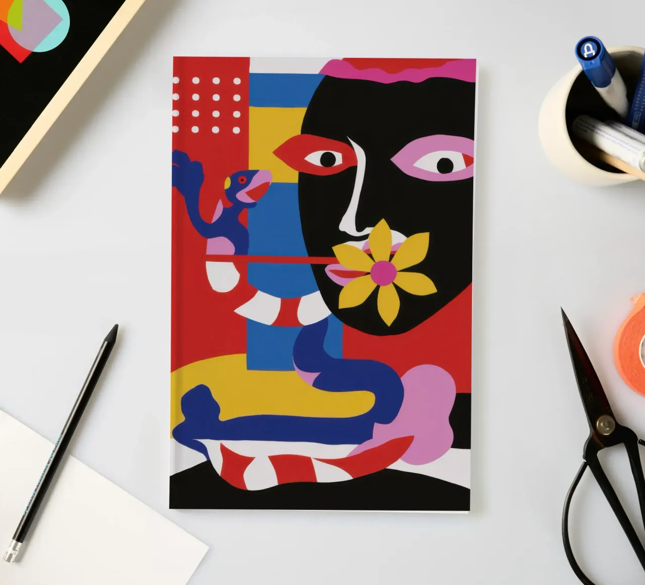 Fragmented Visage Abstract notebook by Trace Brush