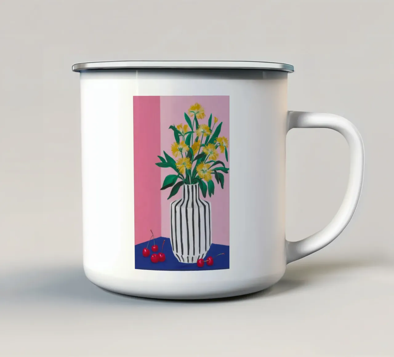 Vaso a righe Serenity tazza in smalto da Gaia Viesta