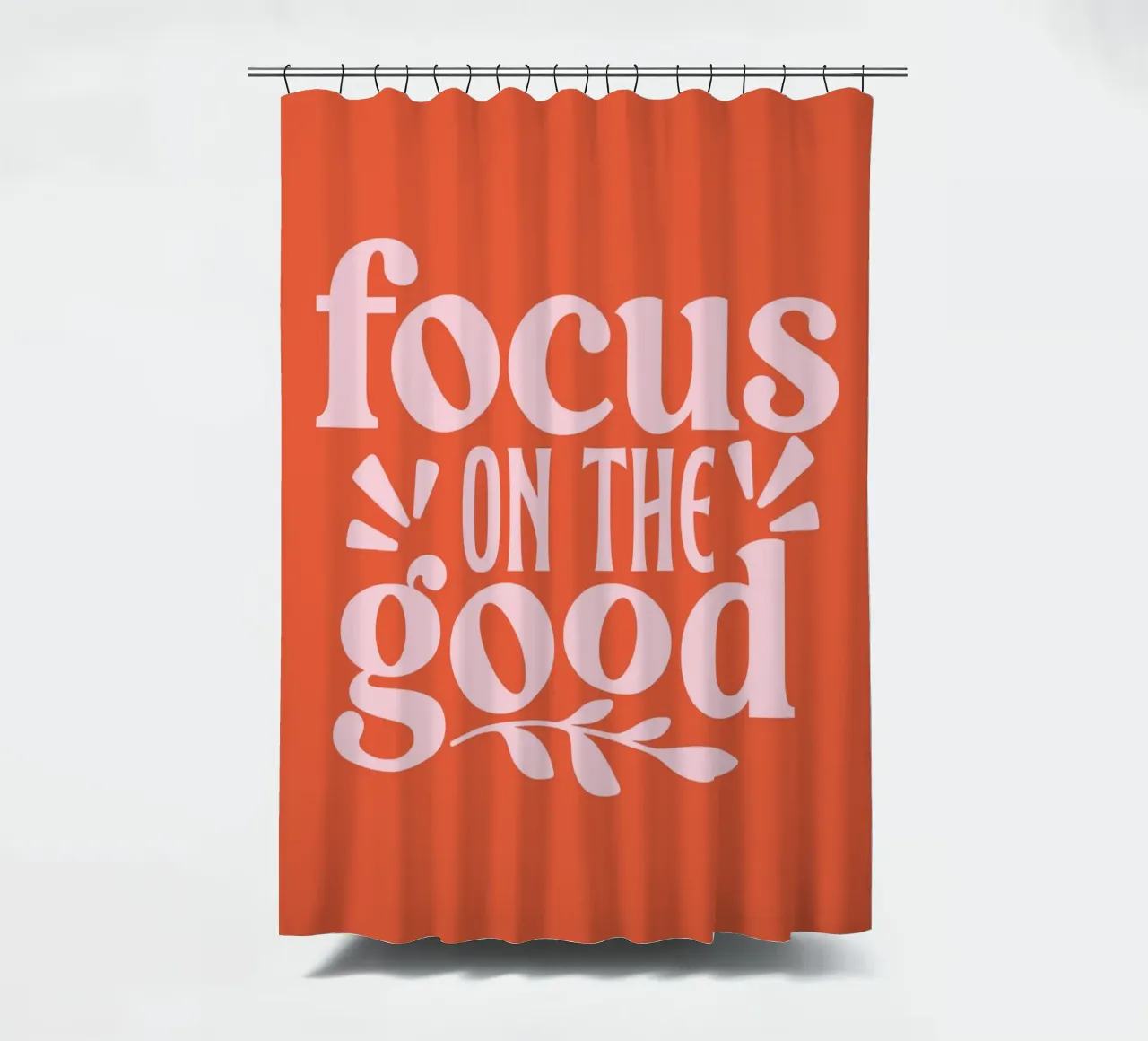 "Design tipografico "Focus on the Good tenda da doccia da Ink &Echo