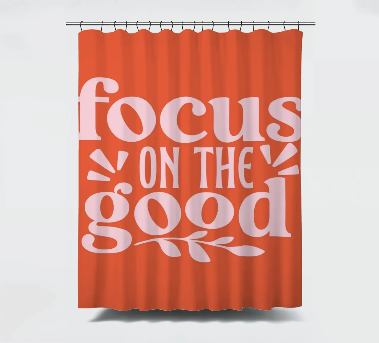 "Design tipografico "Focus on the Good tenda da doccia da Ink &Echo