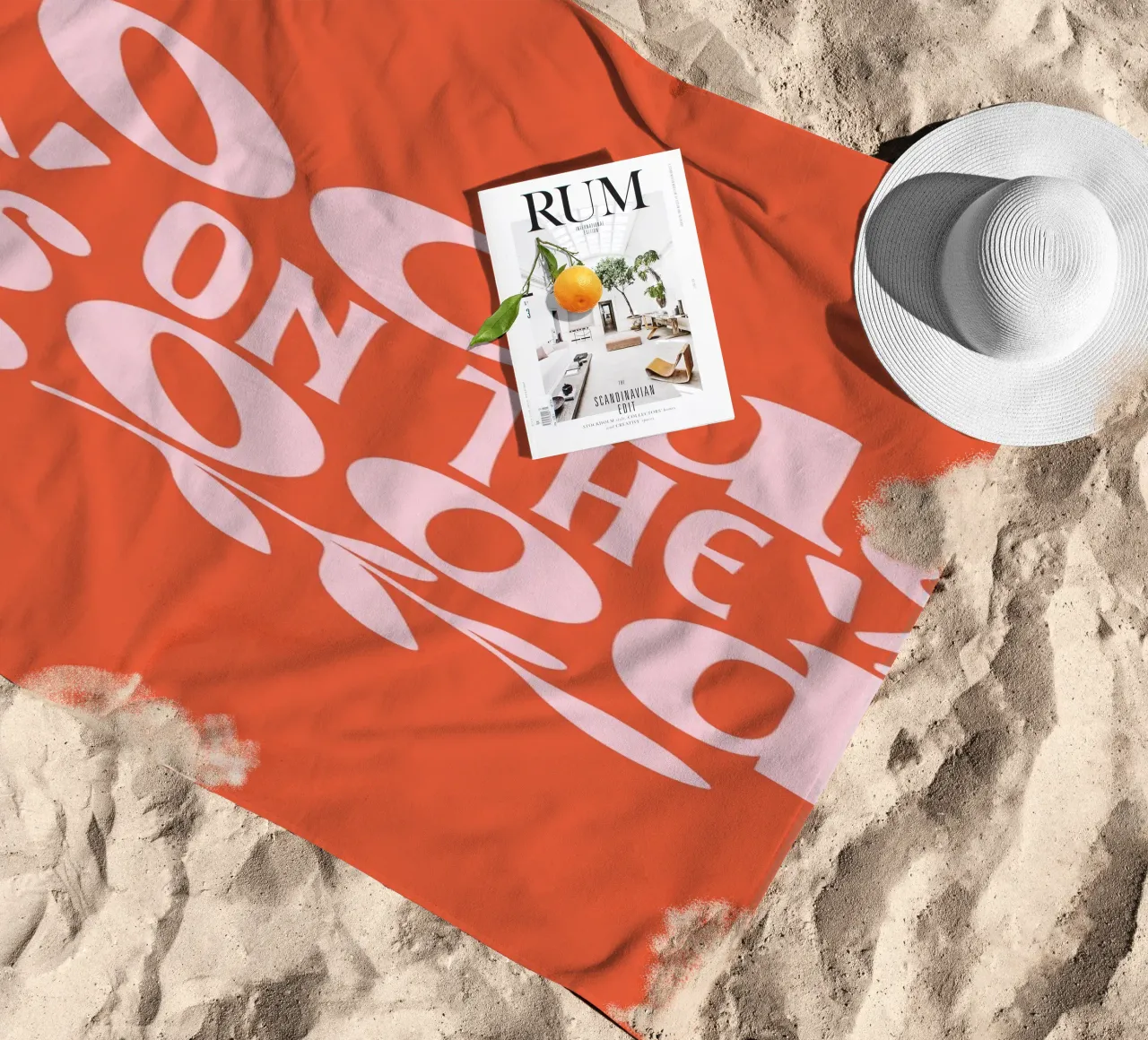 "Design tipografico "Focus on the Good telo mare da Ink &Echo