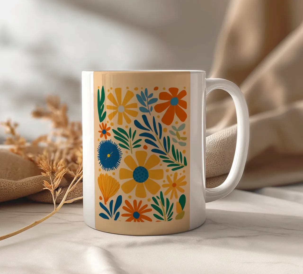 Retro Daisy Pattern tazza in ceramica da Mark Solaria
