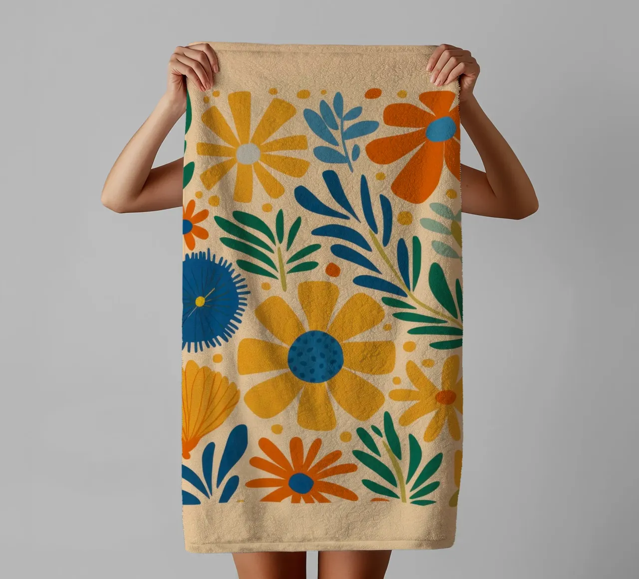 Retro Daisy Pattern towel by Mark Solaria