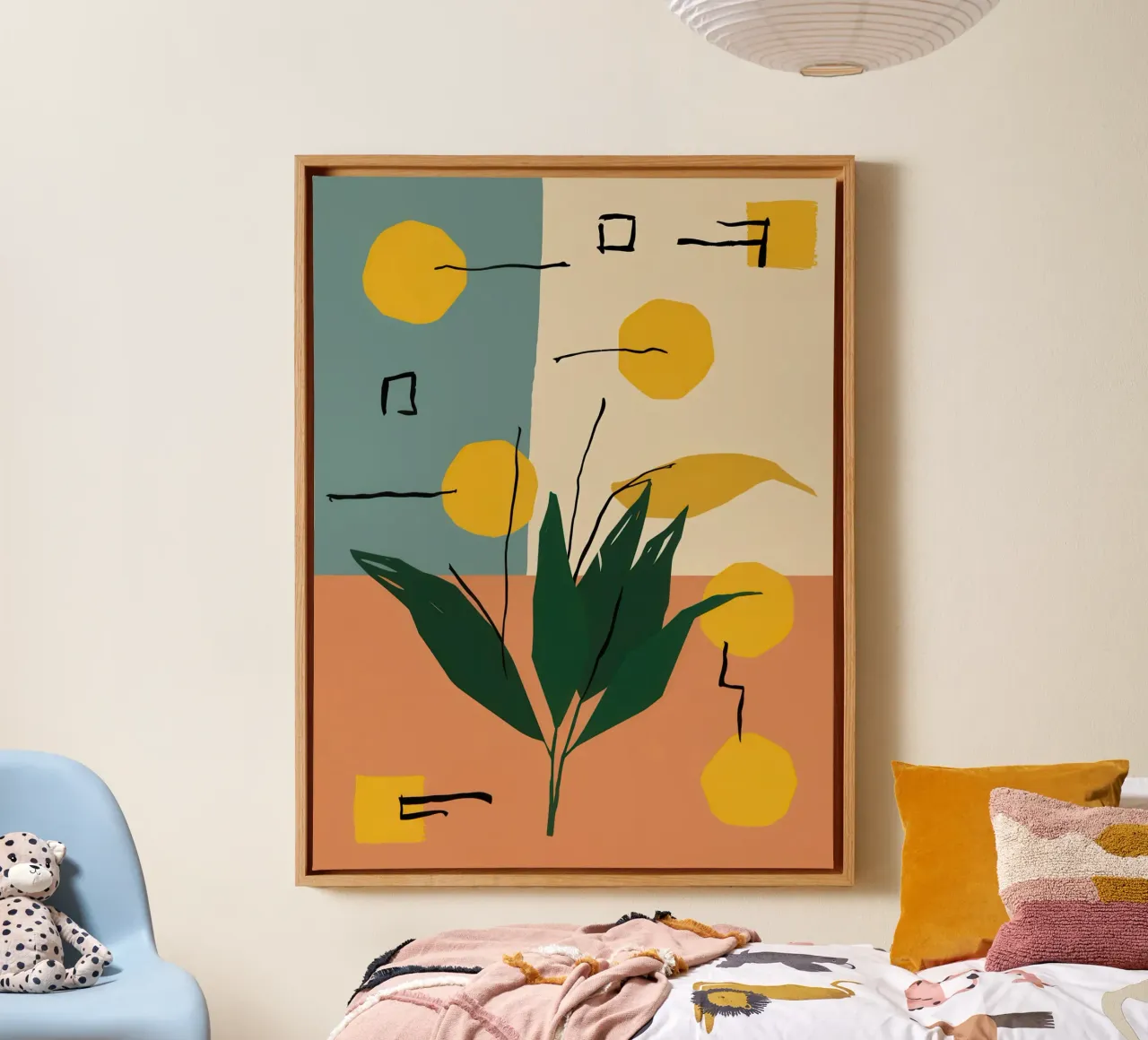 Abstracte tuinstudie canvas met Baklijst van Luna Aura