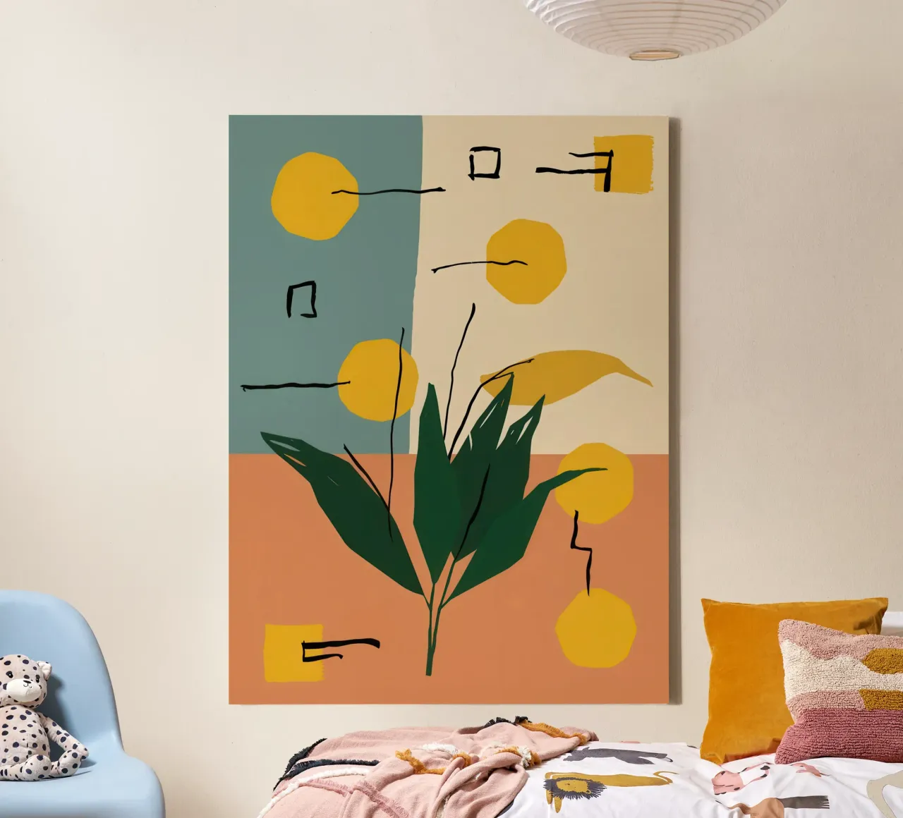 Abstracte tuinstudie canvas met Baklijst van Luna Aura