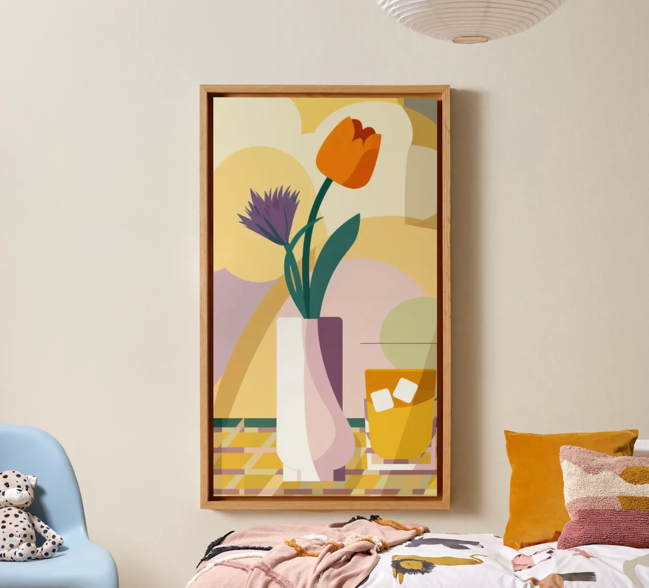 Eenzame tulp verstilling canvas met Baklijst van Trace Brush