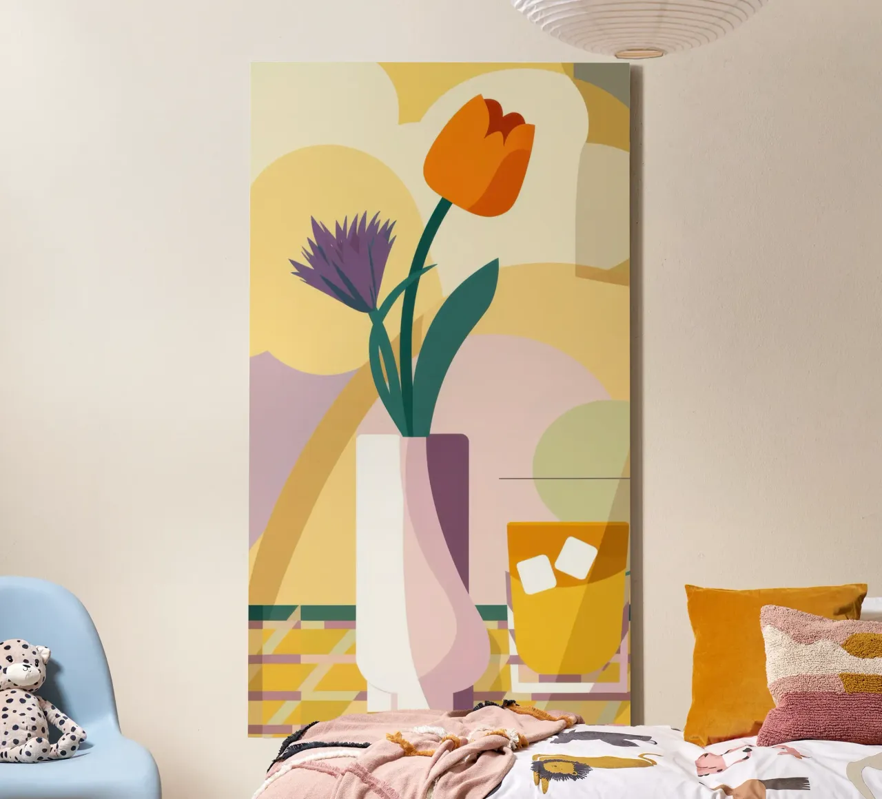Eenzame tulp verstilling canvas met Baklijst van Trace Brush