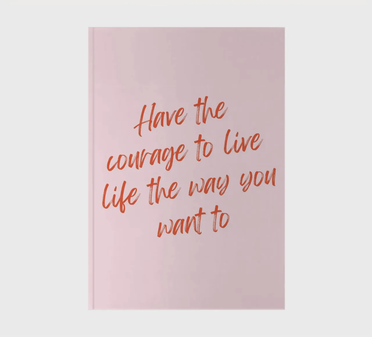 Empowering Quote Print – Bold Red Brush Script on Pink notebook by Ink &Echo