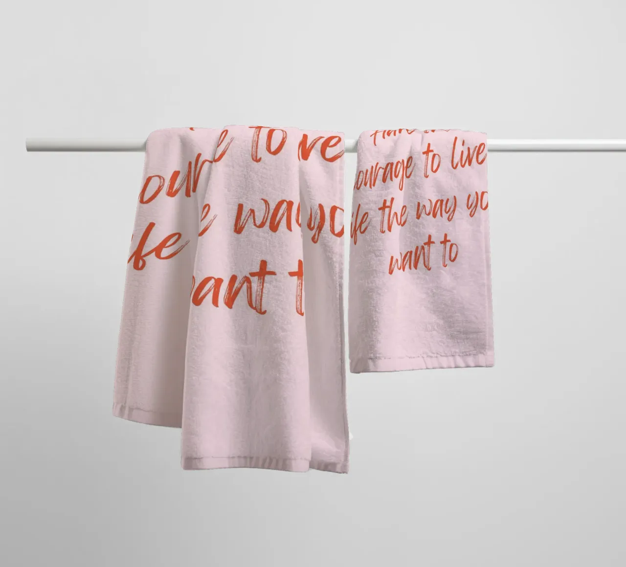 Empowering Quote Print - Bold Red Brush Script auf Rosa Handtuch von Ink &Echo