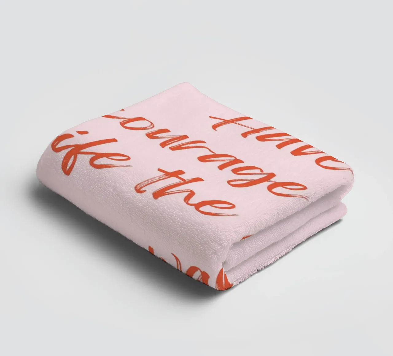 Empowering Quote Print - Bold Red Brush Script auf Rosa Handtuch von Ink &Echo