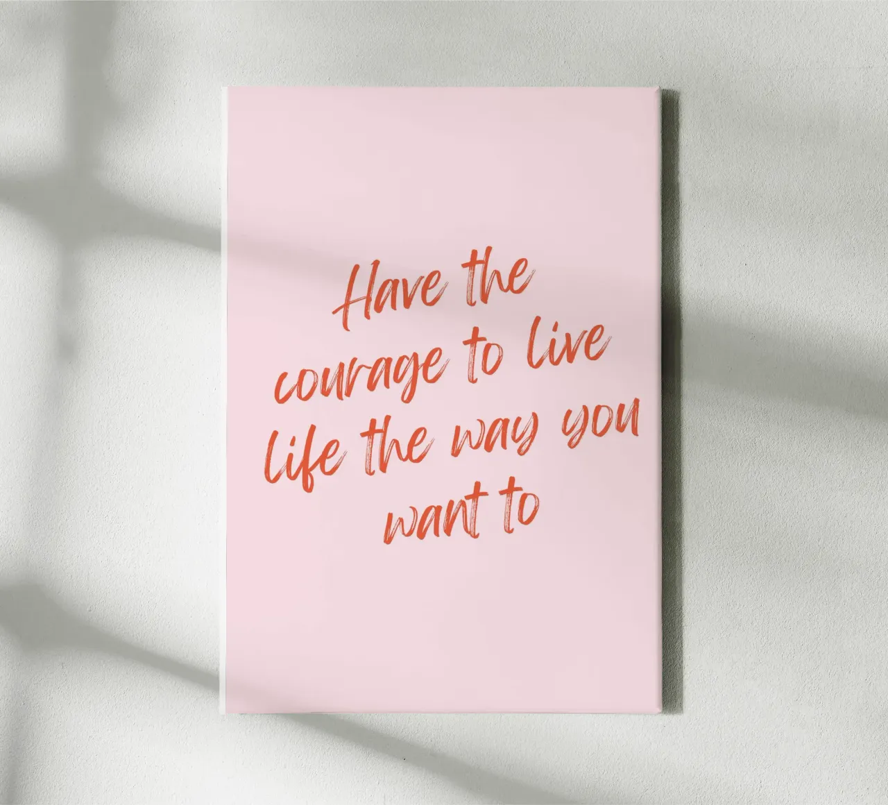Empowering Quote Print – Bold Red Brush Script on Pink canvas with Floater frame by Ink &Echo