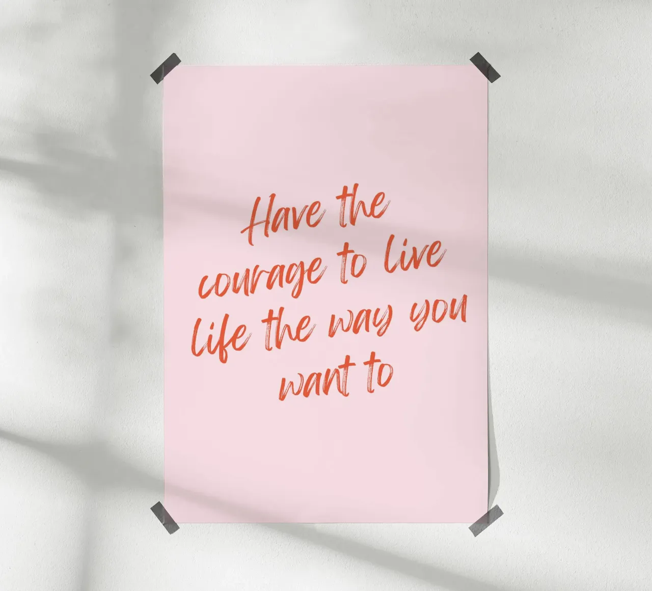 Empowering Quote Print - Bold Red Brush Script auf Rosa Poster mit Aluminium Rahmen von Ink &Echo