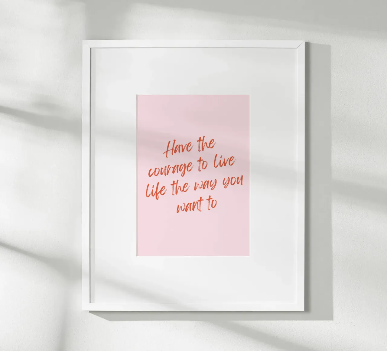 Empowering Quote Print - Bold Red Brush Script auf Rosa Poster mit Aluminium Rahmen von Ink &Echo