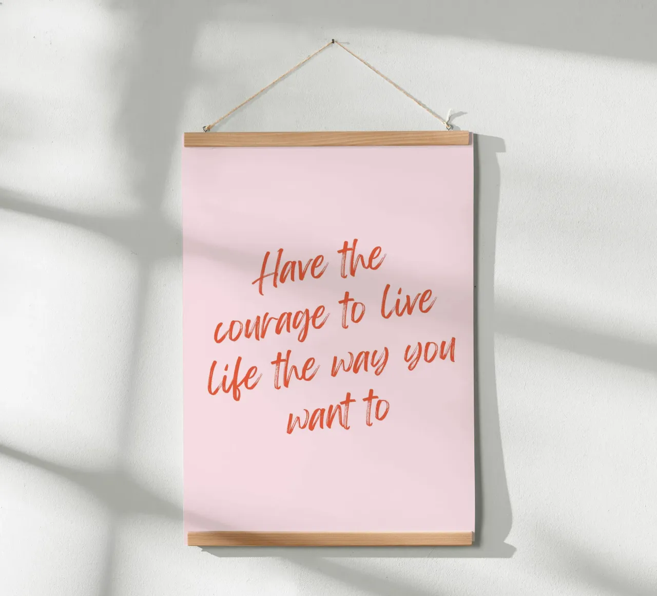 Empowering Quote Print - Bold Red Brush Script auf Rosa Poster mit Aluminium Rahmen von Ink &Echo