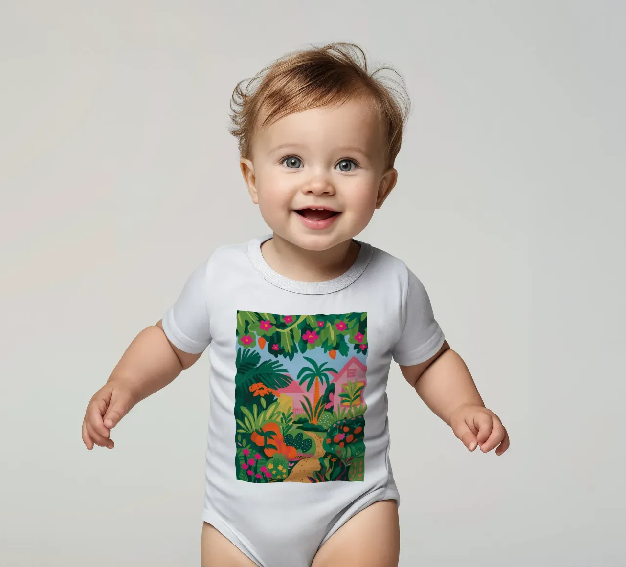 Dschungel-Flamingo-Pfad Kurzarm Babybody von Mark Solaria
