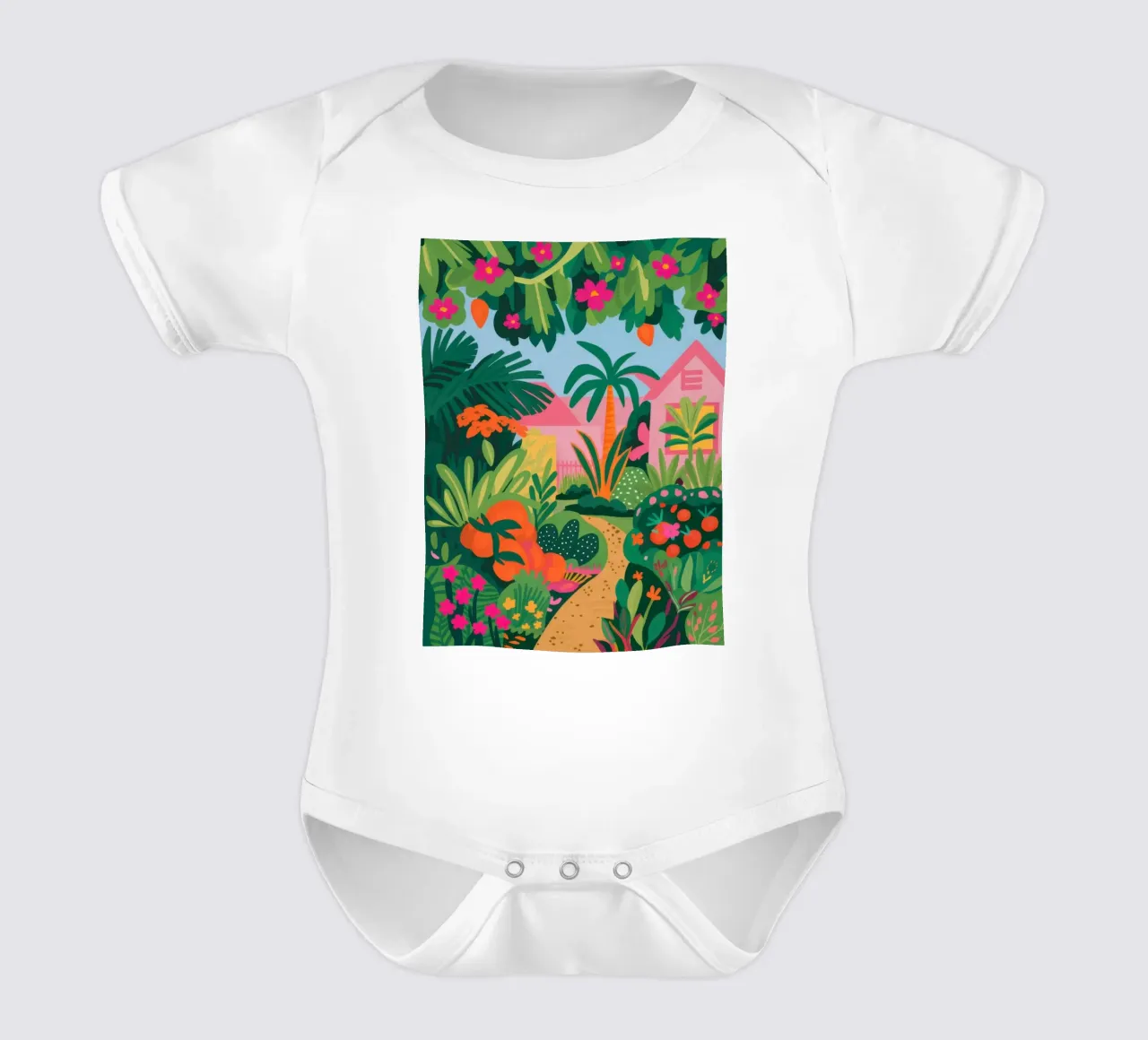 Dschungel-Flamingo-Pfad Kurzarm Babybody von Mark Solaria