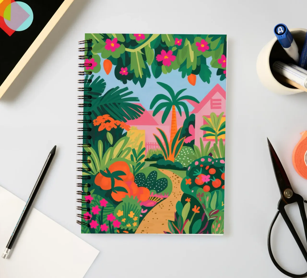 Jungle Flamingo Path spiral notebook by Mark Solaria