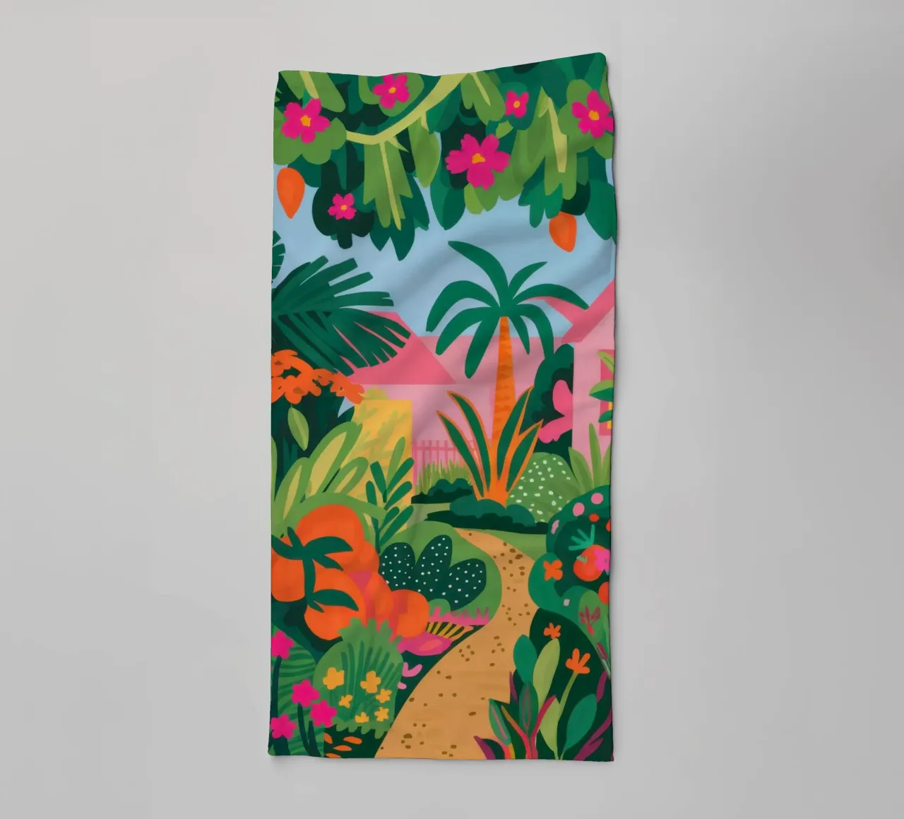Jungle Flamingo Path towel by Mark Solaria