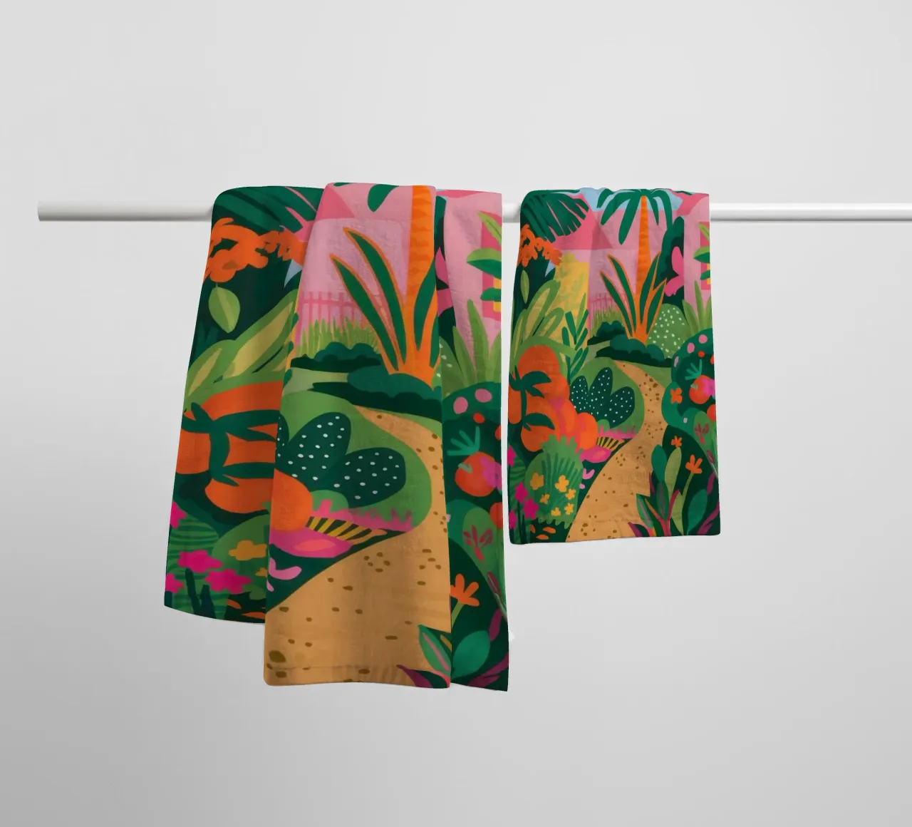 Jungle Flamingo Path towel by Mark Solaria