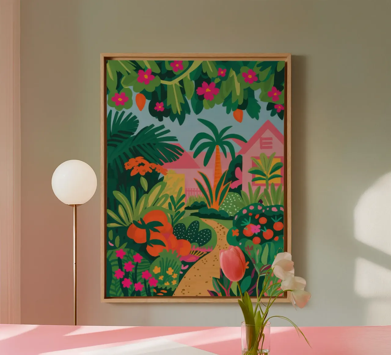 Jungle Flamingo Path canvas by Mark Solaria