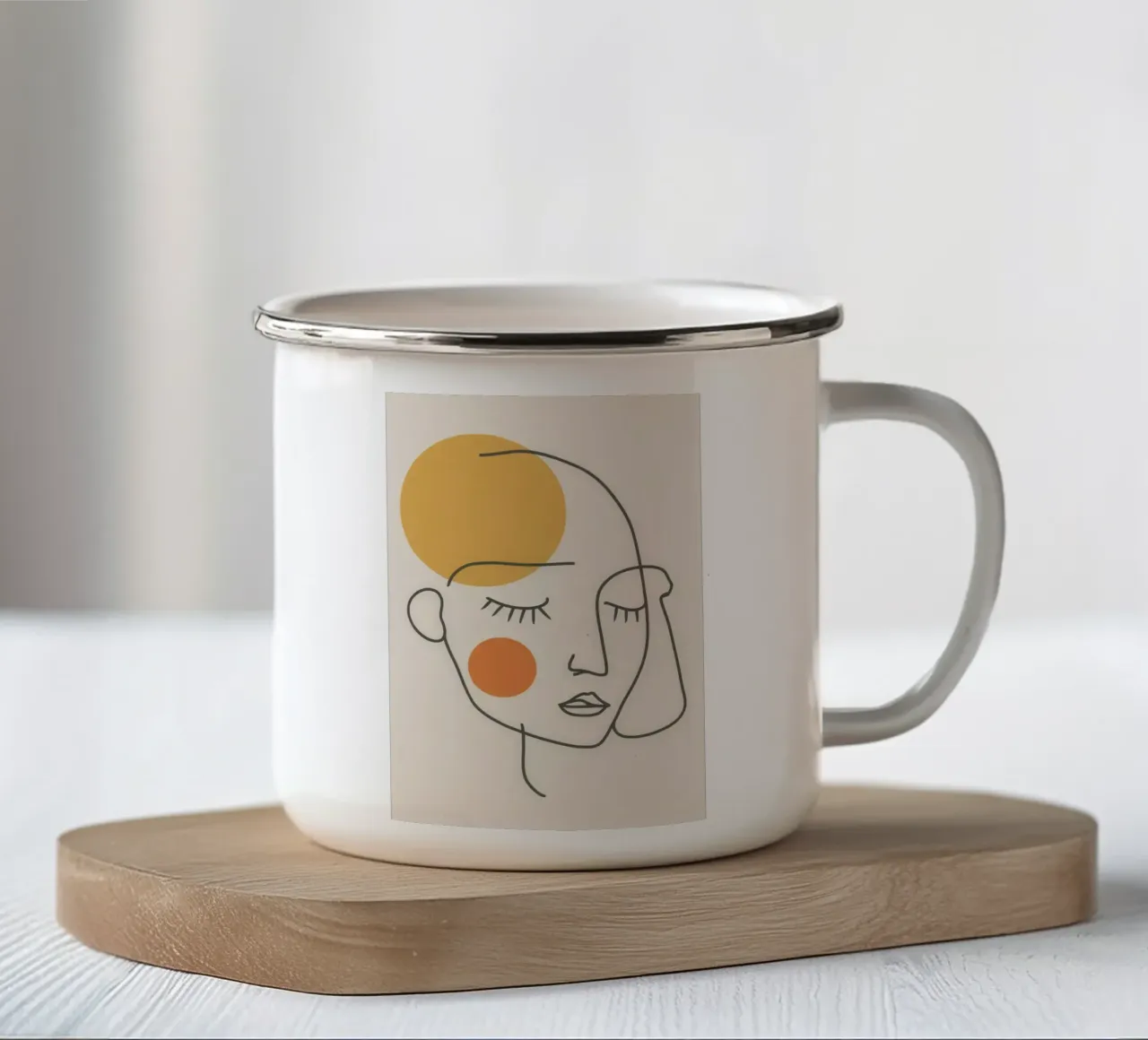 Sognatore lineare baciato dal sole tazza in smalto da Trace Brush
