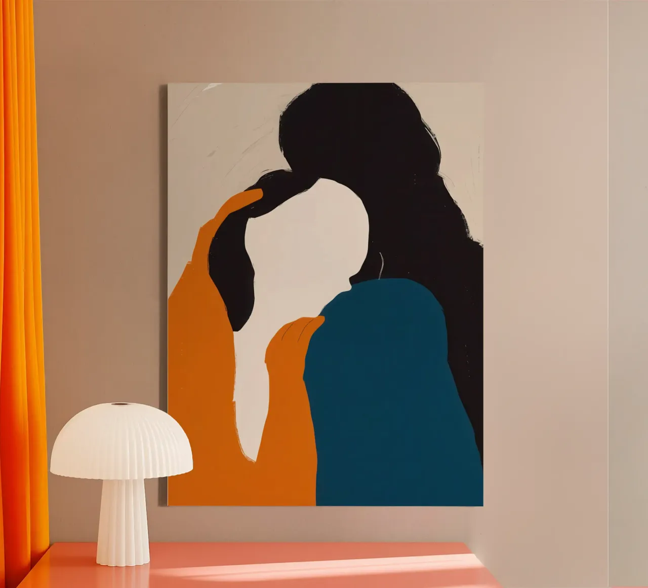 Abstracte liefdevolle knuffel canvas met Baklijst van Irish Strokes