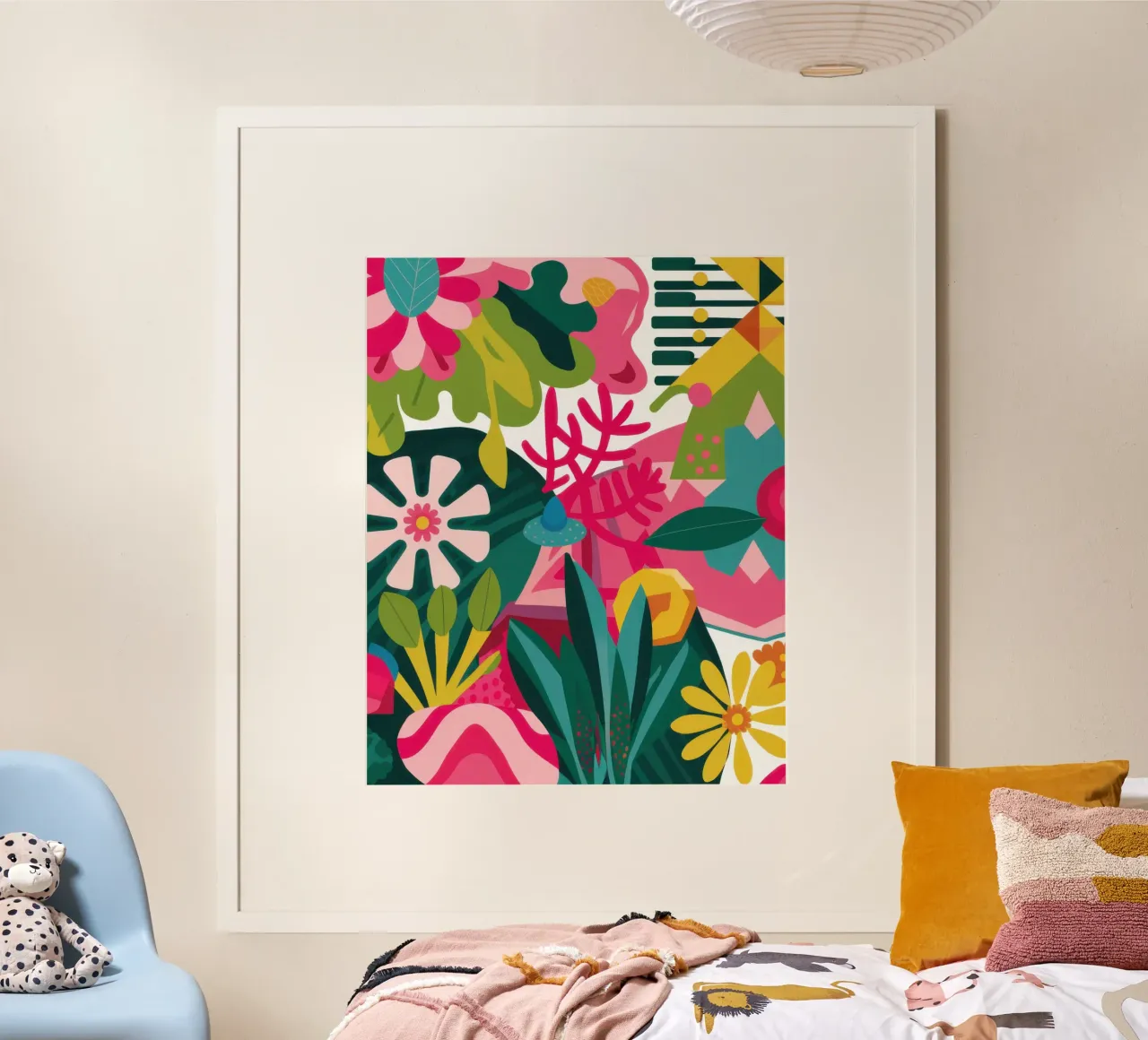Esplosione floreale massimalista poster con telaio in alluminio da Mark Solaria