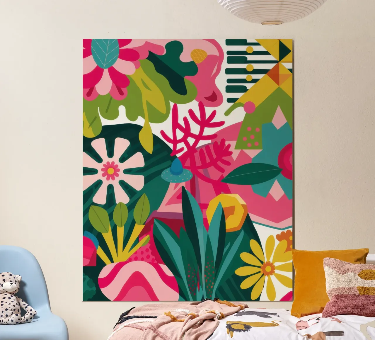 Esplosione floreale massimalista poster con telaio in alluminio da Mark Solaria