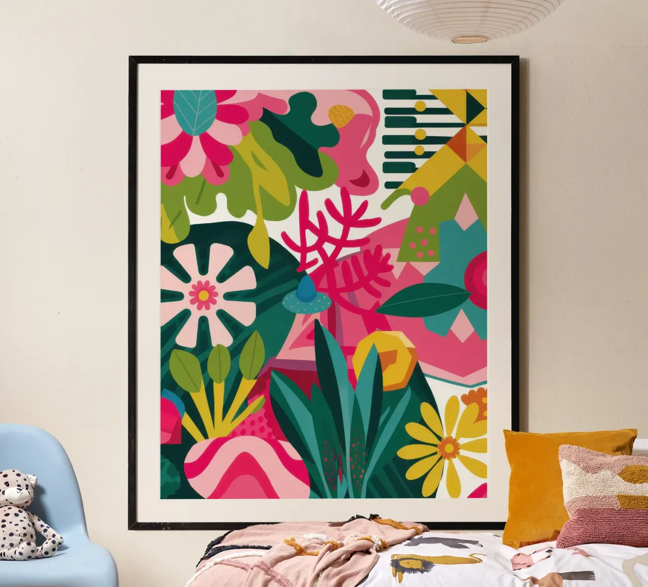 Esplosione floreale massimalista poster con telaio in alluminio da Mark Solaria