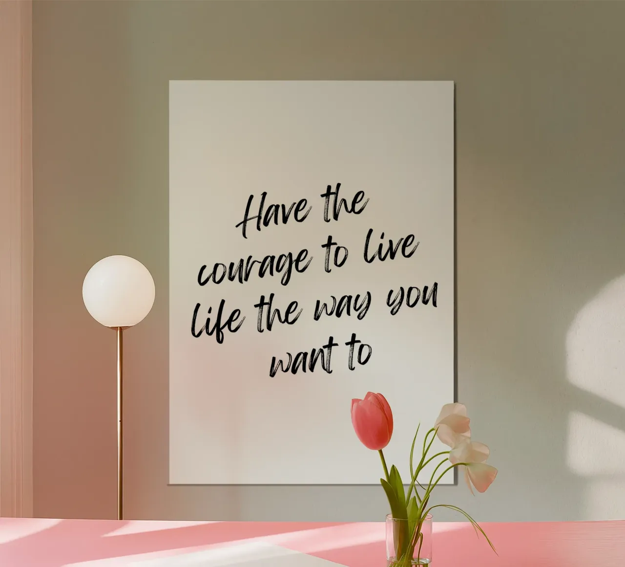 Minimales Motivationszitat - Schwarze Pinselschrift auf Weiß Poster mit Aluminium Rahmen von Ink &Echo