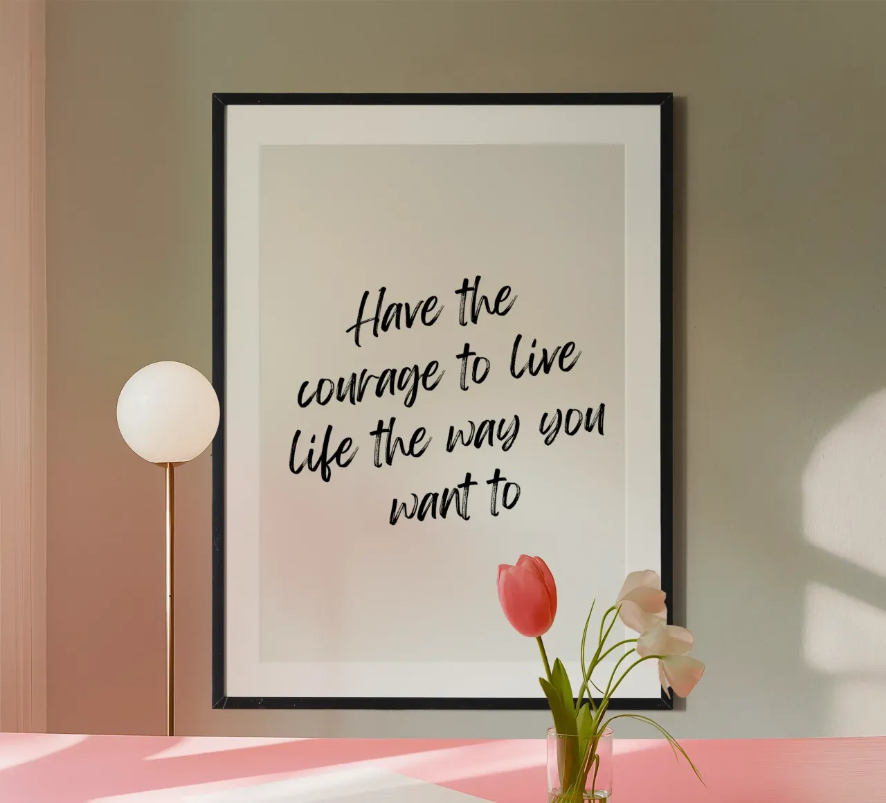 Minimales Motivationszitat - Schwarze Pinselschrift auf Weiß Poster mit Aluminium Rahmen von Ink &Echo