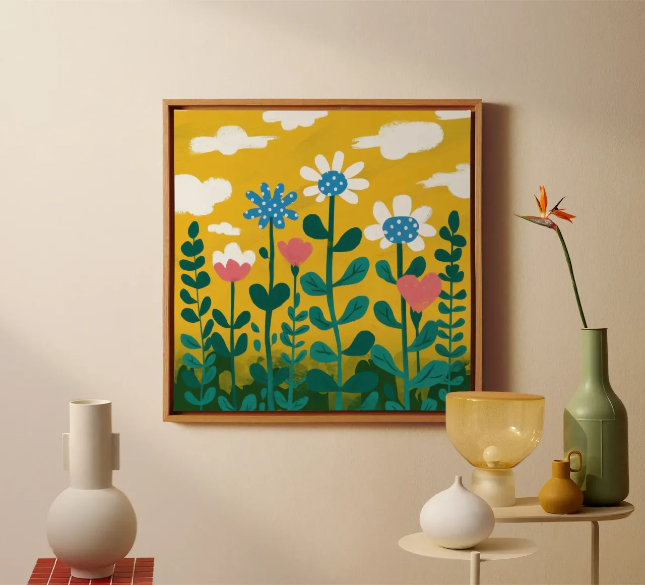 I fiori selvatici dell'ora d'oro tela con Cornice a cassetta da Trace Brush