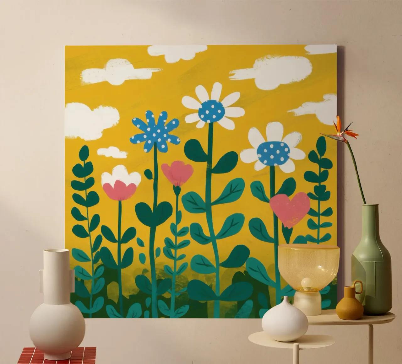 I fiori selvatici dell'ora d'oro tela con Cornice a cassetta da Trace Brush