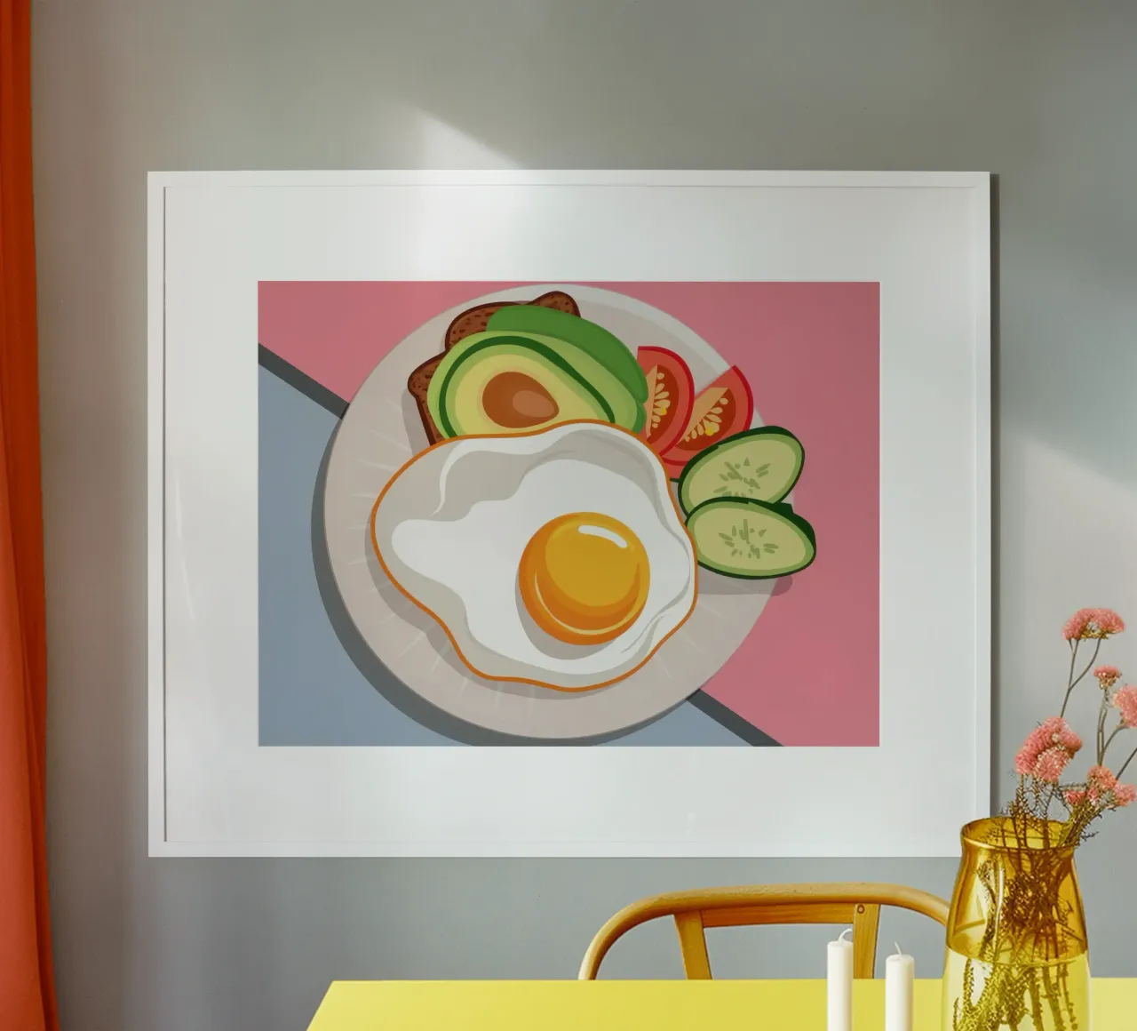 Piatto per una sana colazione poster con telaio in plastica da Irish Strokes