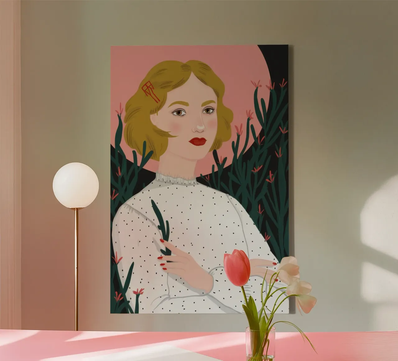 Donna in camicetta bianca tela da Luna Aura