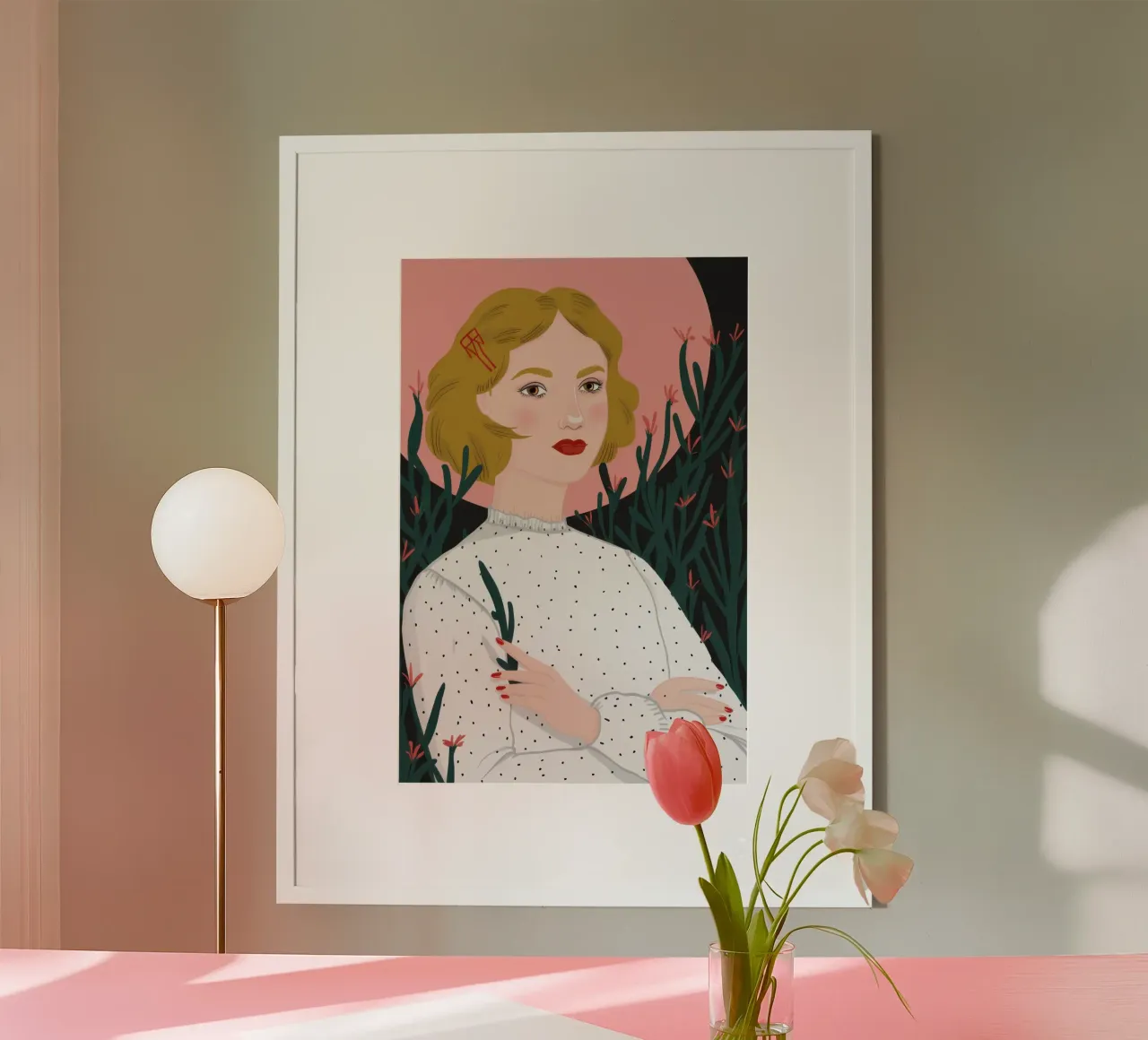 Donna in camicetta bianca poster da Luna Aura
