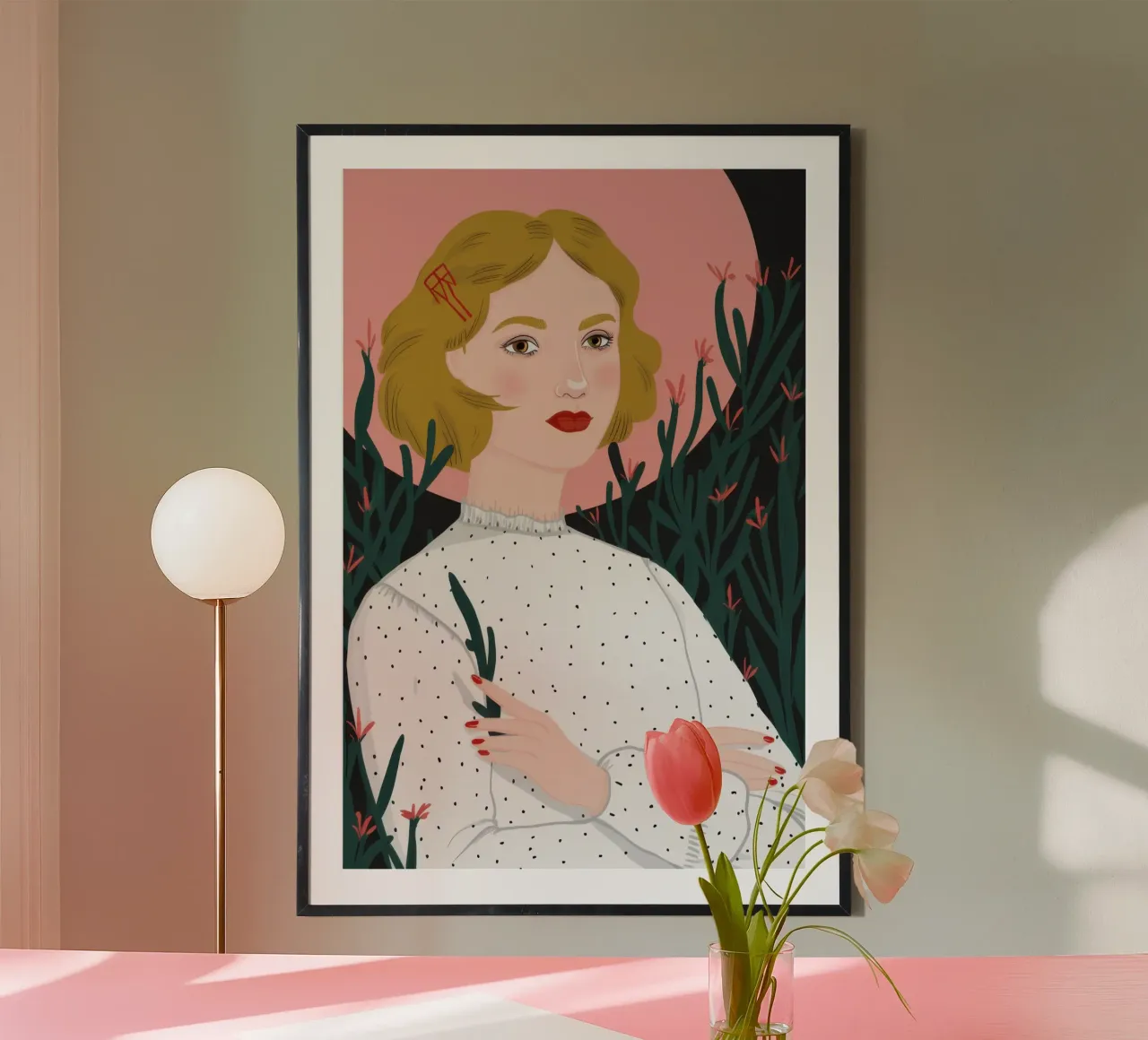 Donna in camicetta bianca poster da Luna Aura