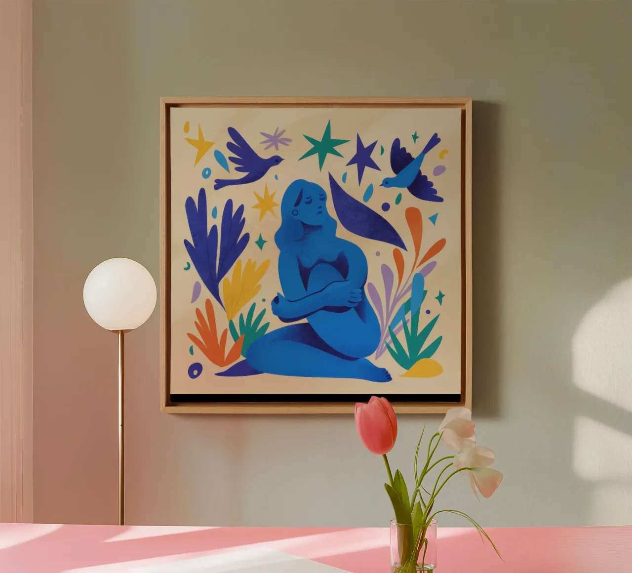Azure Goddess Flight canvas with Floater frame by Trace Brush