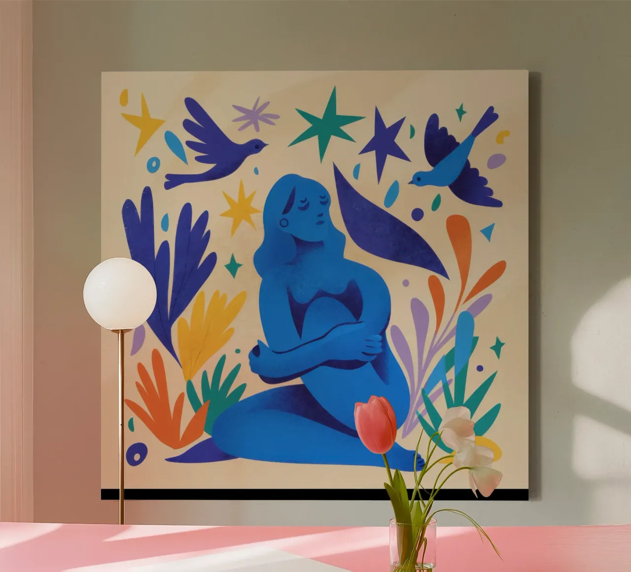 Azure Goddess Flight canvas with Floater frame by Trace Brush