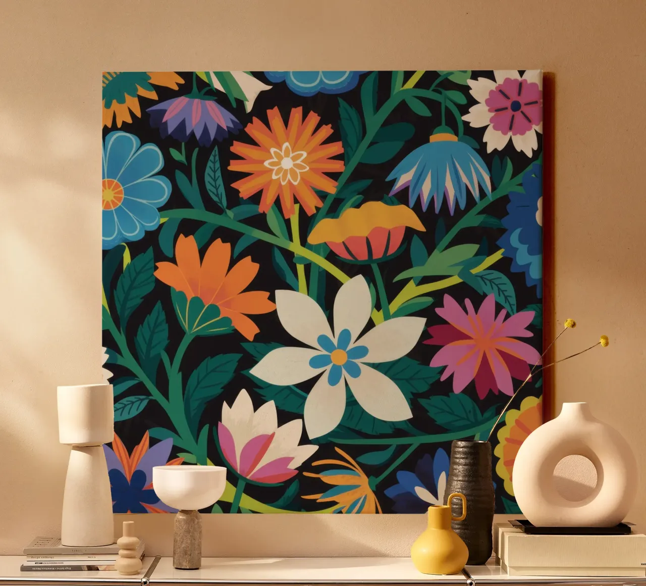 Twilight Garden Pattern canvas met Baklijst van Luna Aura