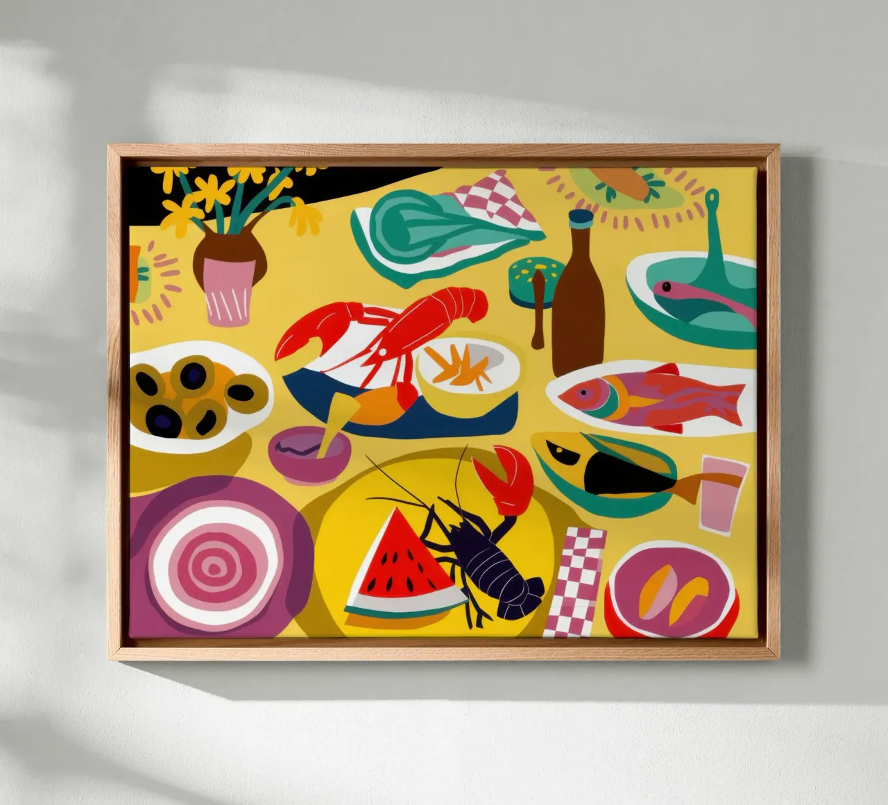 Levendig sushifeest canvas met Baklijst van Trace Brush
