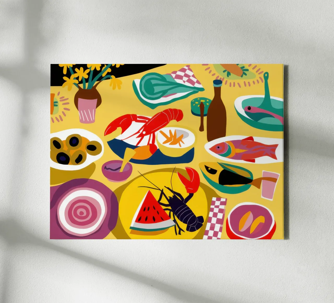 Levendig sushifeest canvas met Baklijst van Trace Brush