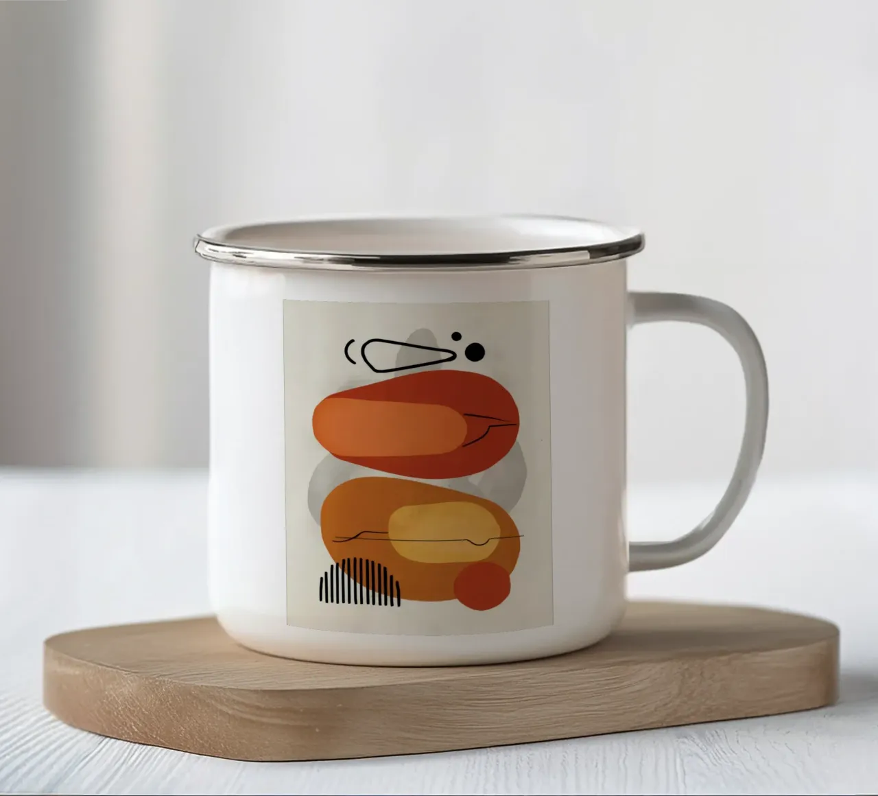 Smiling Abstract Form enamel mug by Mark Solaria