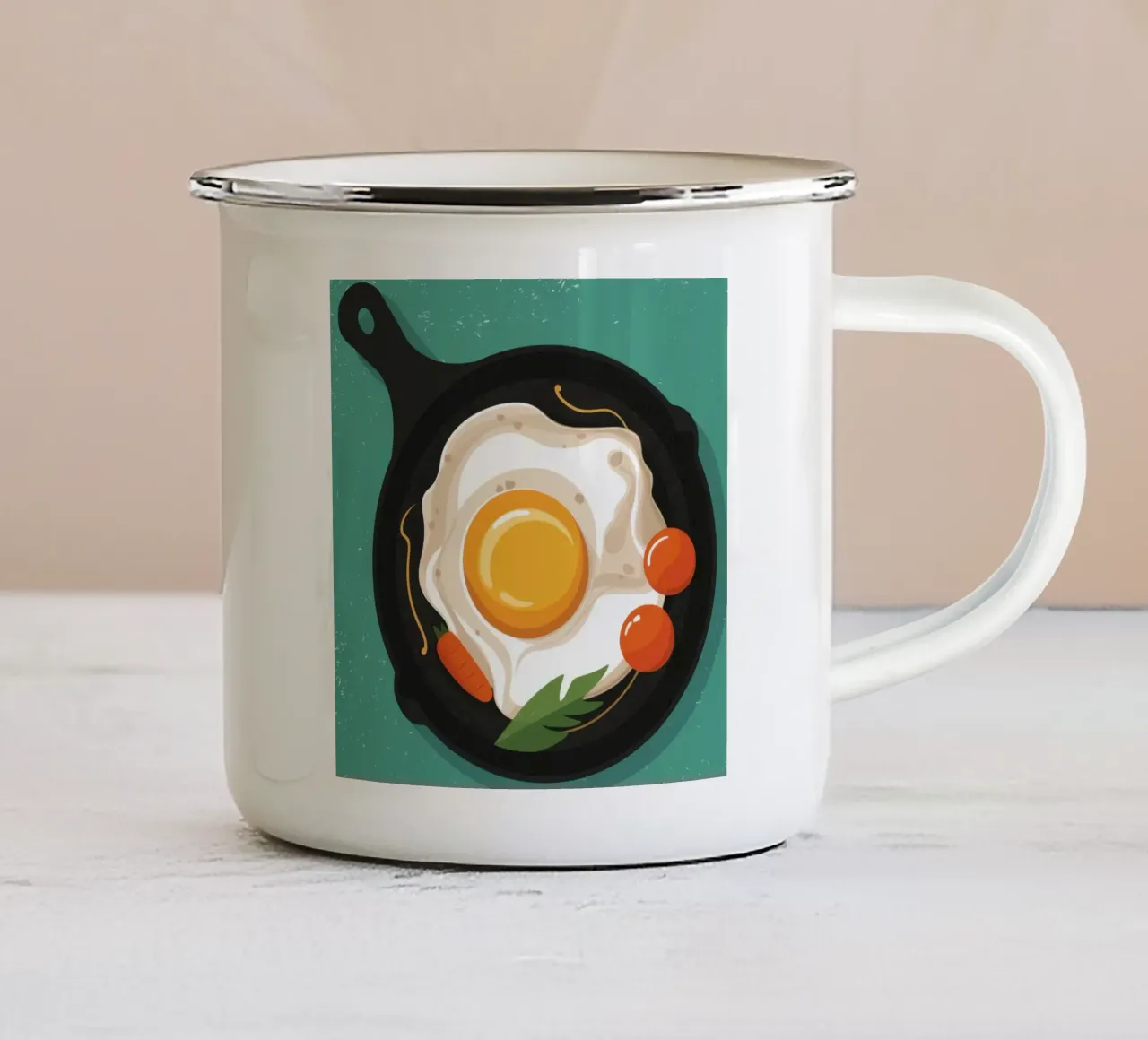L'uovo alla piastra perfetto tazza in smalto da Trace Brush